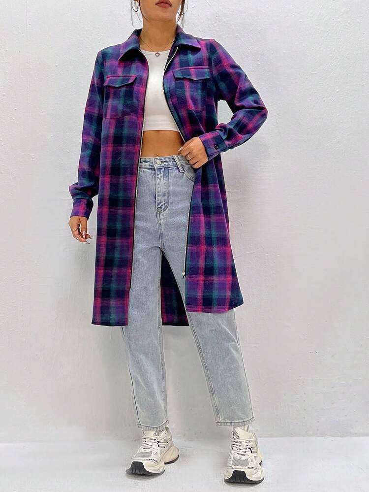 Ladies' Plaid Long Sleeve Shirt Fall Cloth For Women