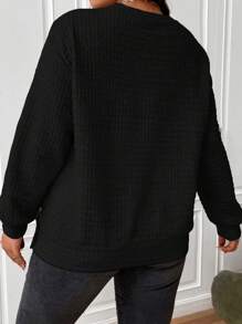SHEIN LUNE Plus Button Detail Drop Shoulder Sweatshirt