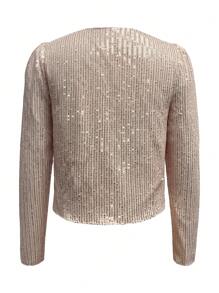 Chiquease Quý cô Lấp lánh Áo vest Áo khoác - Vàng - Xem 2