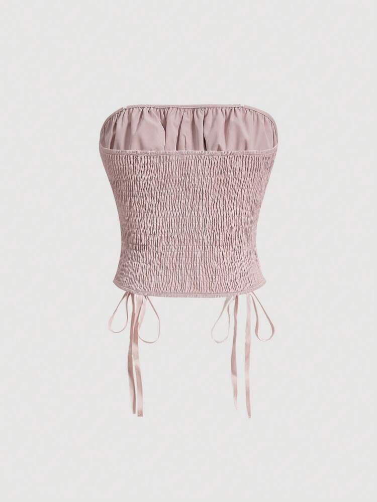 Women's Bandeau Top With Pleats And Tie Front