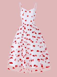 Đầm Maxi Phối Lưới Họa Tiết Trái Tim Cho Mẹ Và Con Gái Trang Phục Nữ - trắng - Xem 1