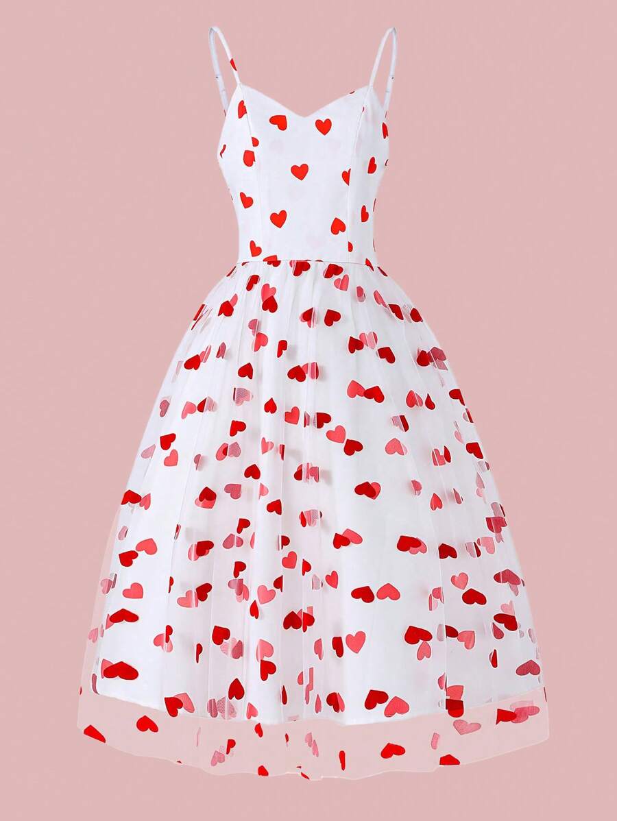 Đầm Maxi Phối Lưới Họa Tiết Trái Tim Cho Mẹ Và Con Gái Trang Phục Nữ - trắng - Xem 1