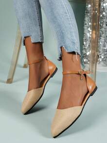 2024年新款女性時尚純色平底鞋 - 米色 - 查看 4