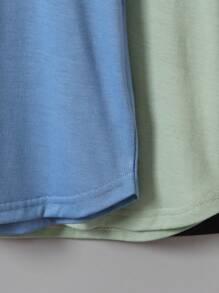 SHEIN Young Boy Solid Color Round Neck Short Sleeve T-Shirt - Multicolor - View 7
