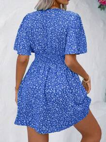 Sunnyshic Plus Size Floral Print Bell Sleeve Dress Vacation Beach Outfits Women