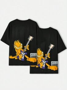 GARFIELD X SHEIN Unisex Cartoon Printed Drop Shoulder T-Shirt
