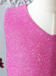 SHEIN Vestido sin mangas de malla y con volumen para niñas jóvenes