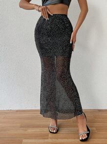 Allurite Women's Mermaid Hem Skirt - Black - View 1