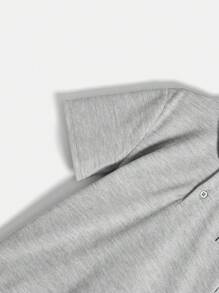 SHEIN Leap Crew Cậu bé Tween Giải trí Thoải mái Áo polo Với Tranh thêu ngựa - Xám - Xem 3