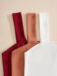 SHEIN Essnce 女款純色羅紋背心 - 彩色 - 查看 3