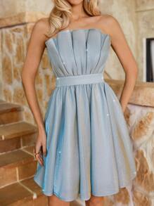 SHEIN Belle Saint Patrick Day Shell Shape On The Section Princess Pommel Dress Dream Fine Flash Fabric Breast Lady Cocktail Dress - Mint Green - View 1