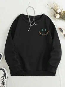 INAWLY Sudadera de cuello redondo con estampado de letras de colores "EN MI ERA DE TIA", tops de manga larga para mujer