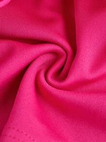 SHEIN Leap Crew Áo thun hở vai thanh lịch màu trơn dành cho bé gái tuổi teen - Màu Hồng Tươi - Xem 4