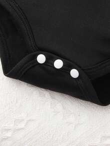 Baby Boy's Casual Wearable Cat & Letter Patterned Bodysuit For Daily, Spring/Summer - Black - View 4