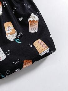 SHEIN Leap Crew 少女針織字母甜品印花寬鬆圓領t恤和針織寬鬆短褲家居服套裝 - 彩色 - 查看 4