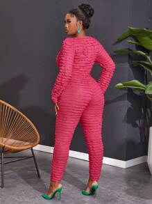 Slaydiva Women'S Plus Size Lace-Up Cutout Jumpsuit - Hot Pink - View 4