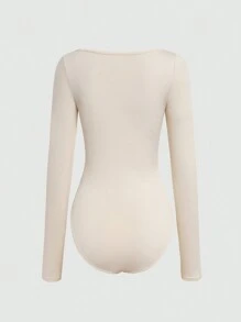 SHEIN Unity 女士方領長袖連體衣 - 粉色 - 查看 4