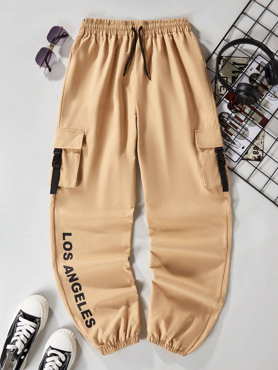 青少年男孩貨物織物長褲 - 卡其色 - 查看 1