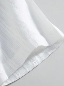Manfinity Homme Conjunto de camisa de manga corta y pantalones cortos de unicolor para hombres, básico, para salir, liso, esposo - Blanco - Ver 4