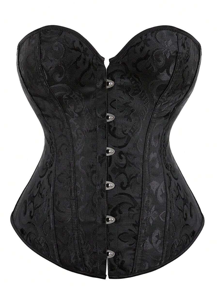 大码女式提花前扣抹胸上衣，适合新年派对、情人节、节日、万圣节服装