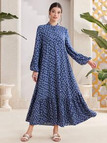 Al Najma 女士长款灯笼袖花卉朴素连衣裙 - 彩色 - 查看 6