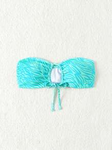 SHEIN Swim Summer Beach Women's Zebra Print Bandeau Bikini Top Music Festival - Blue - View 5