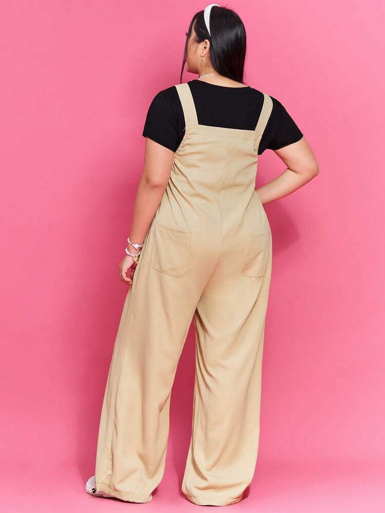 Plus Size Women's Stylish And Versatile Overall Jumpsuit With Suspenders