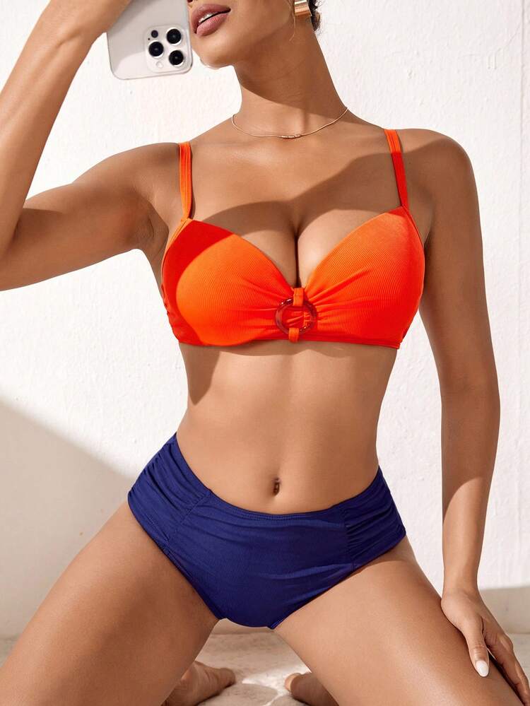 Women's Color Block Bikini Set Carnival Summer Beach
