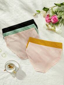 Plus 5pack Plain Ribbed Knit Panty - Multicolor - View 2