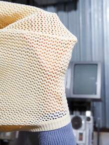 ROMWE PUNK Vrouwen Grote maten Gebreid Uitgeholde Skelet patroon Oversized Truien