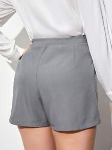 BizChic Shorts Taille Haute Pour Femmes De Grande Taille Avec Bouton Métallique - Gris - Voir 2
