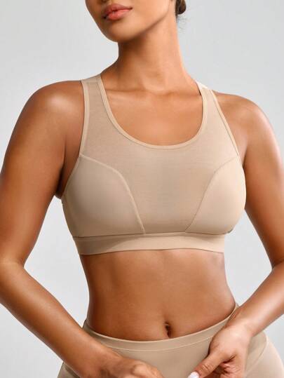 Shapelle Forme Top moldeador de malla transparente con contraste para mujer