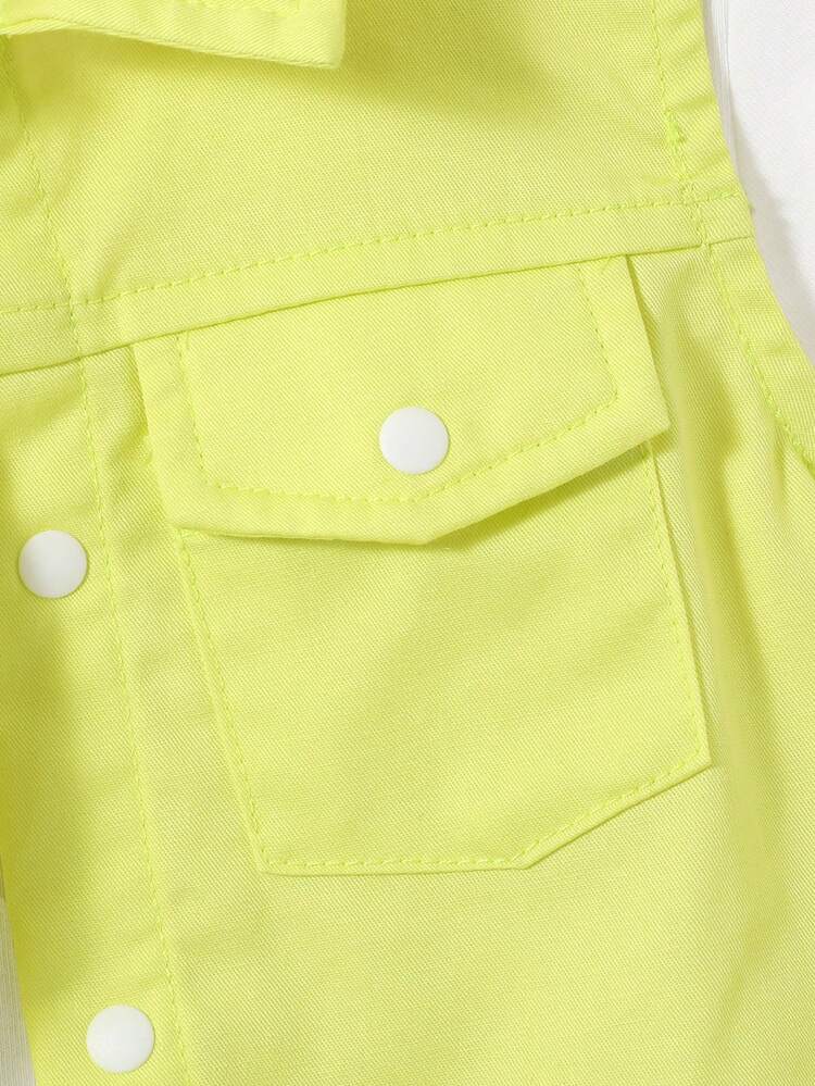Baby Boy 3pcs/Set Solid Color Round Neck T-Shirt, Vest And Shorts