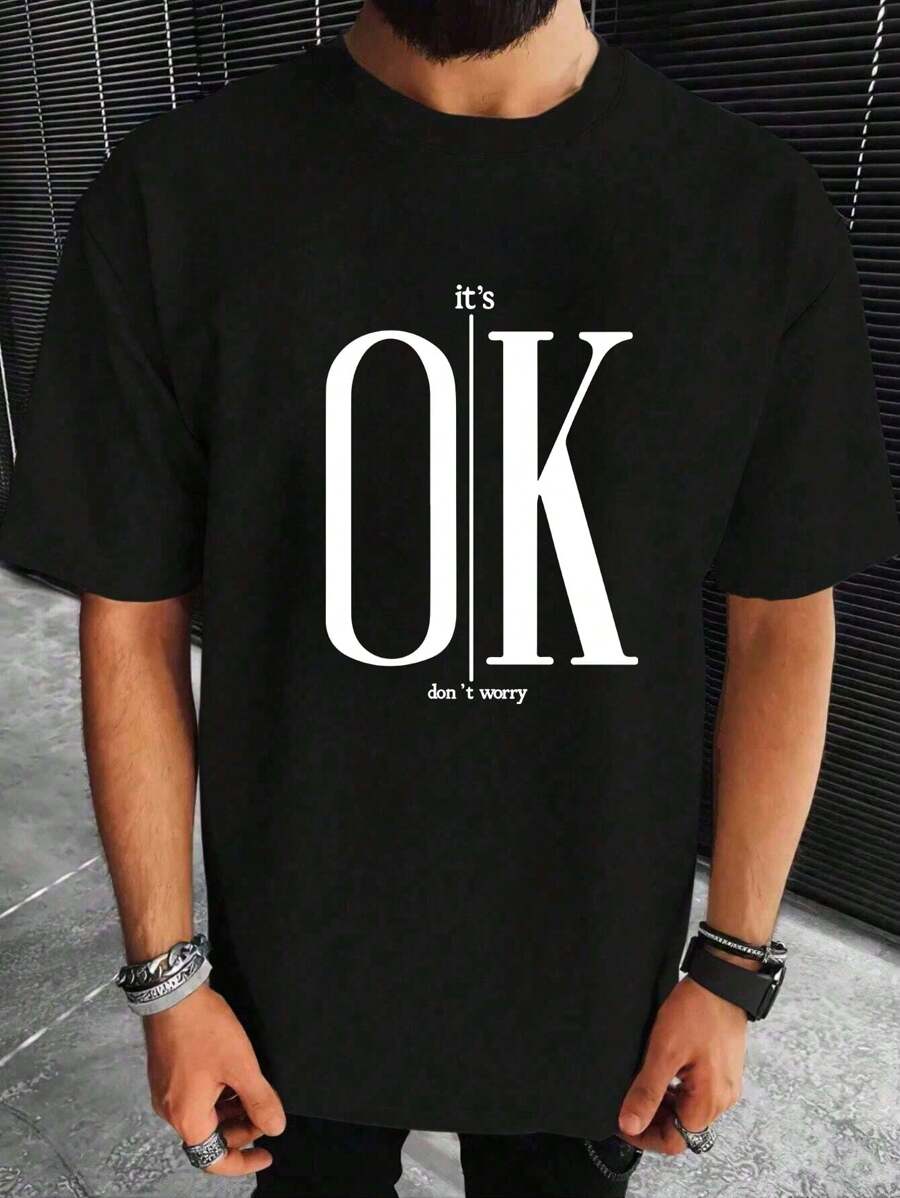 Men's Letter Print Round Neck T-Shirt