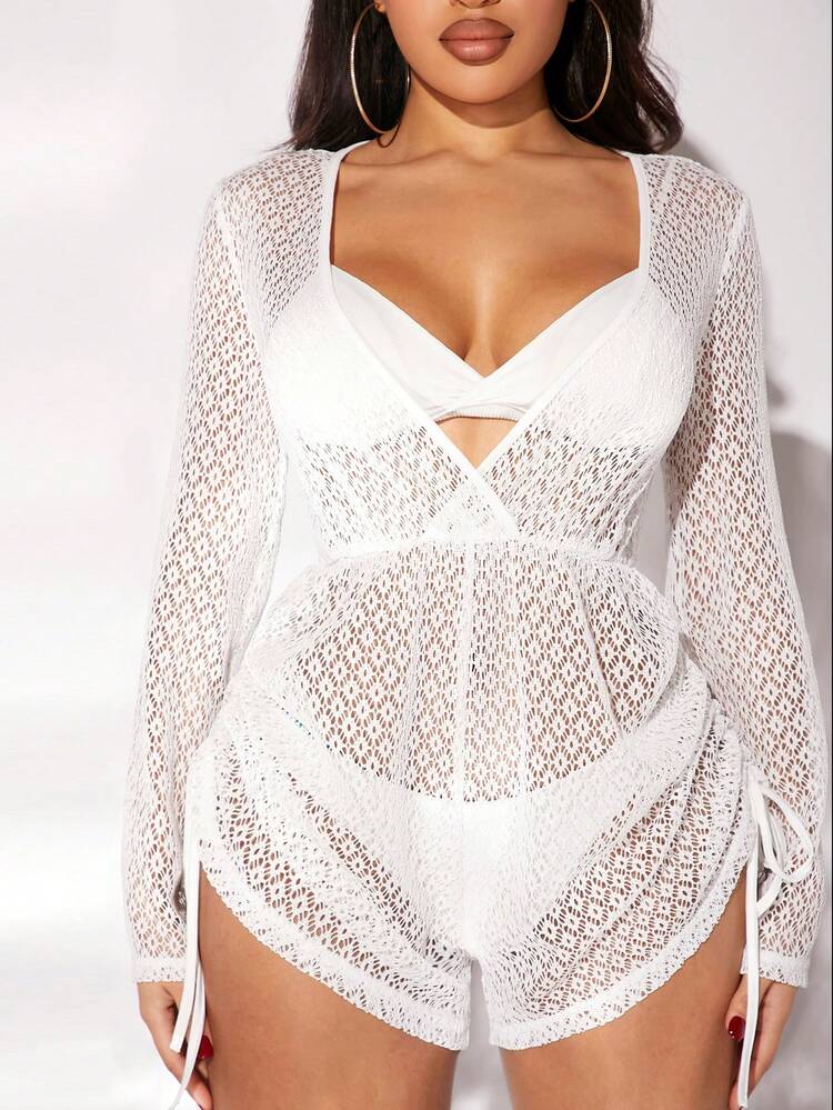 Summer Holiday Beach White Crochet Bikini Cover-Up