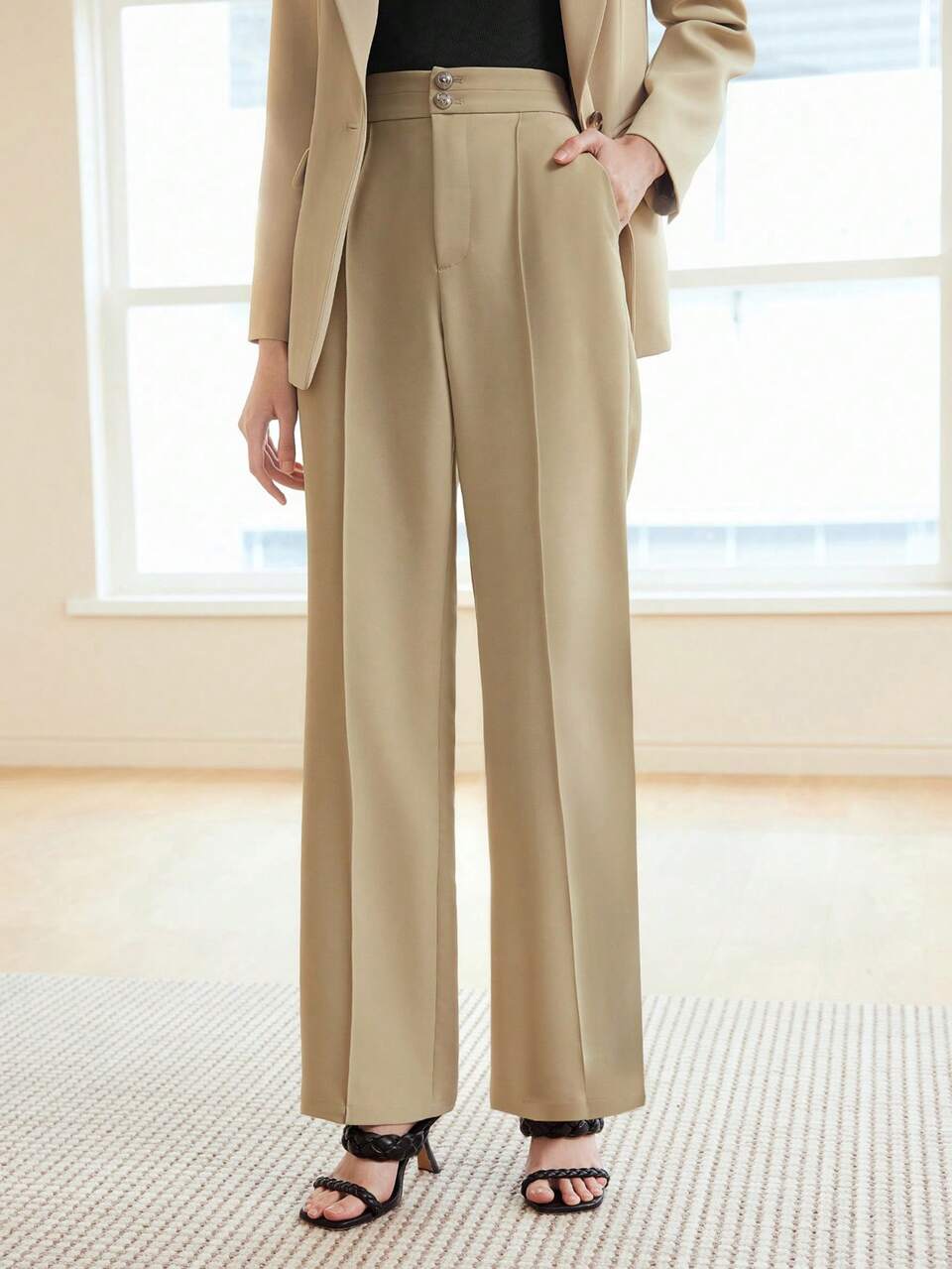 MOTF WOVEN WOMEN'S SEAM FRONT SUIT TROUSERS
