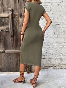 SHEIN Frenchy Women'S Batwing Sleeve Twist Front Dress