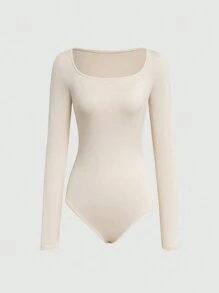 SHEIN Unity 女士方領長袖連體衣 - 粉色 - 查看 5