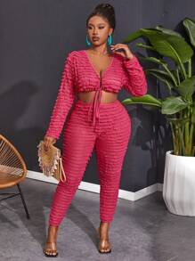 Slaydiva Women'S Plus Size Lace-Up Cutout Jumpsuit - Hot Pink - View 5