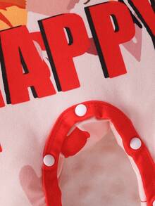 Bộ áo liền quần ngắn tay in hình trái tim và hổ cho bé trai có đường viền cổ tròn - Nhiều màu - Xem 7