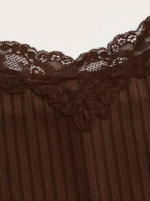 ROMWE Trang trí ren Áo ba lỗ Áo - Cà phê nâu - Xem 3