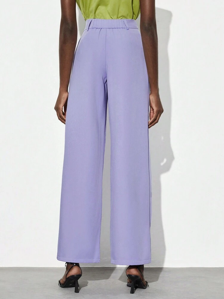 Women's Solid Color Wrap Around Pants, Elegant Business Casual Office Wear, Suitable For Teachers And Formal Occasions, Spring/Summer