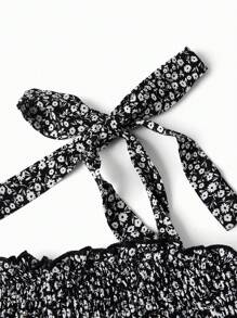 SHEIN Maternity Floral Two-Piece Set - Black - View 9