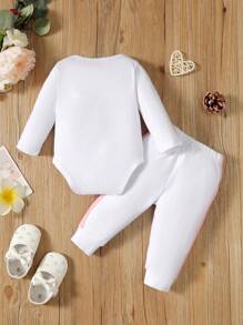 Cute 2pcs Baby Girl Set - Letter Printed Tee And Pants Outfit