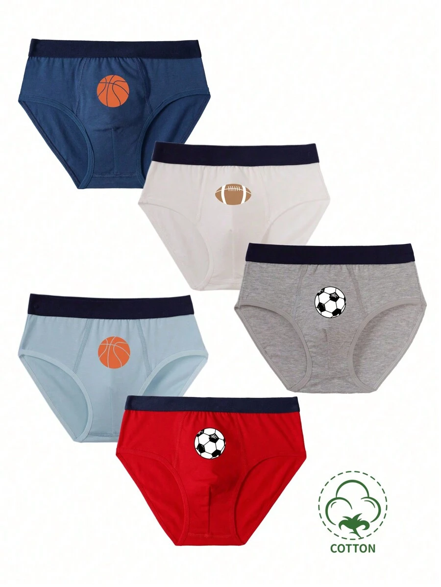 男童五入組三角褲,印有球形圖案