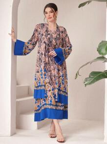 Mulvari Của phụ nữ Hai chiếc Bộ Với Paisley In Bùng nổ Tay áo Áo khoác Và Váy không tay - Nhiều màu - Xem 3