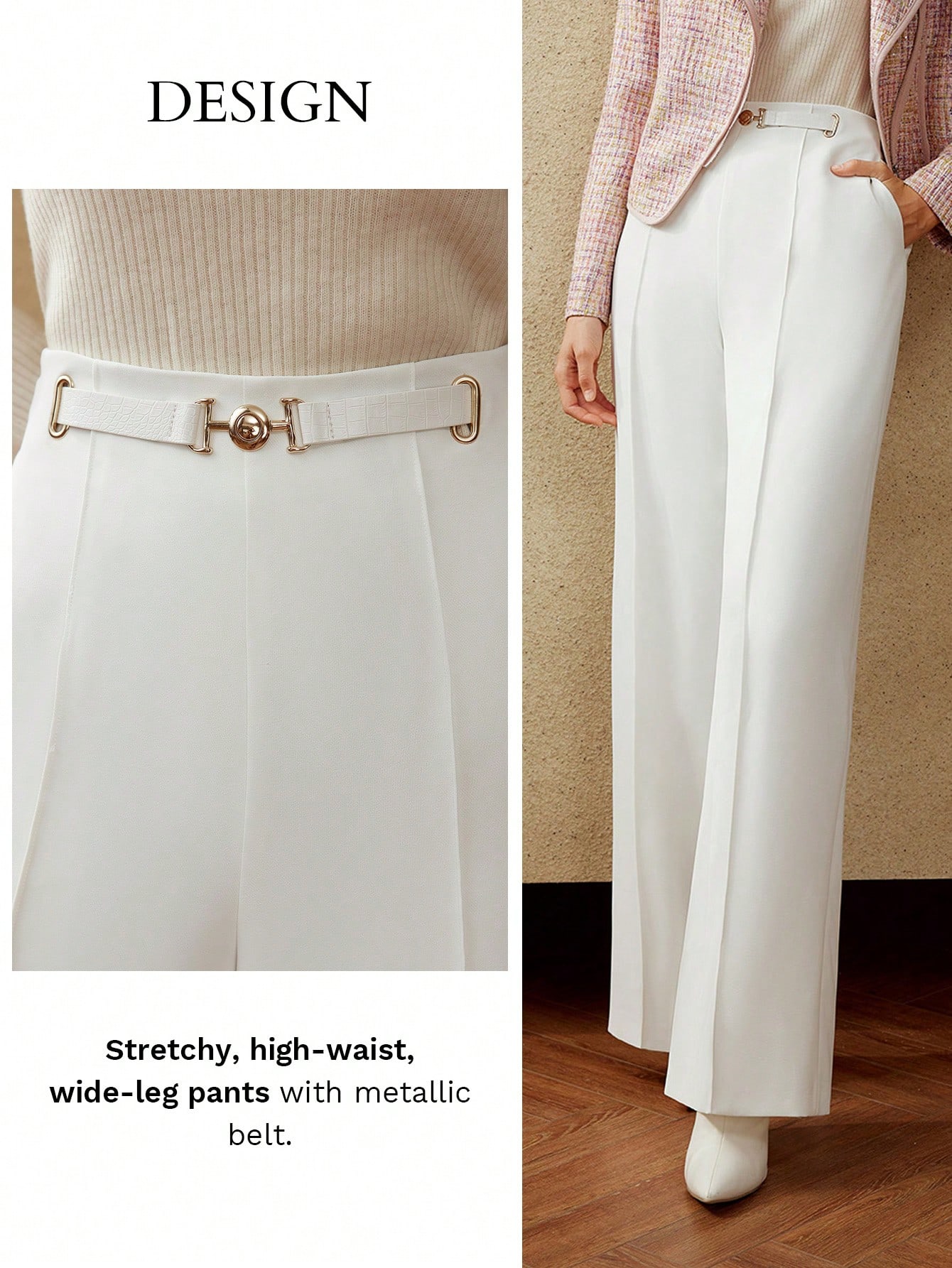 WIDE BELT DETAIL SUIT PANTS｜Motf