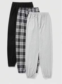 ROMWE 3pcs/Set Women's Letter Printed Casual Homewear Bottom Set, School - Multicolor - View 2