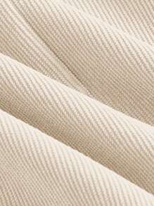 SHEIN MOD 女式杏色松紧腰宽松长裤 - 杏色 - 查看 4