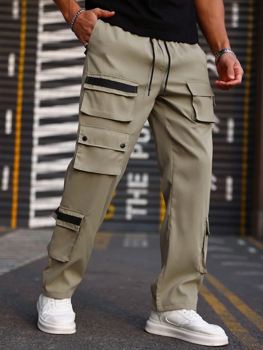 Manfinity EMRG Men's Loose Fit Multi-Pocket Casual Cargo Pants - Mint Green - View 1